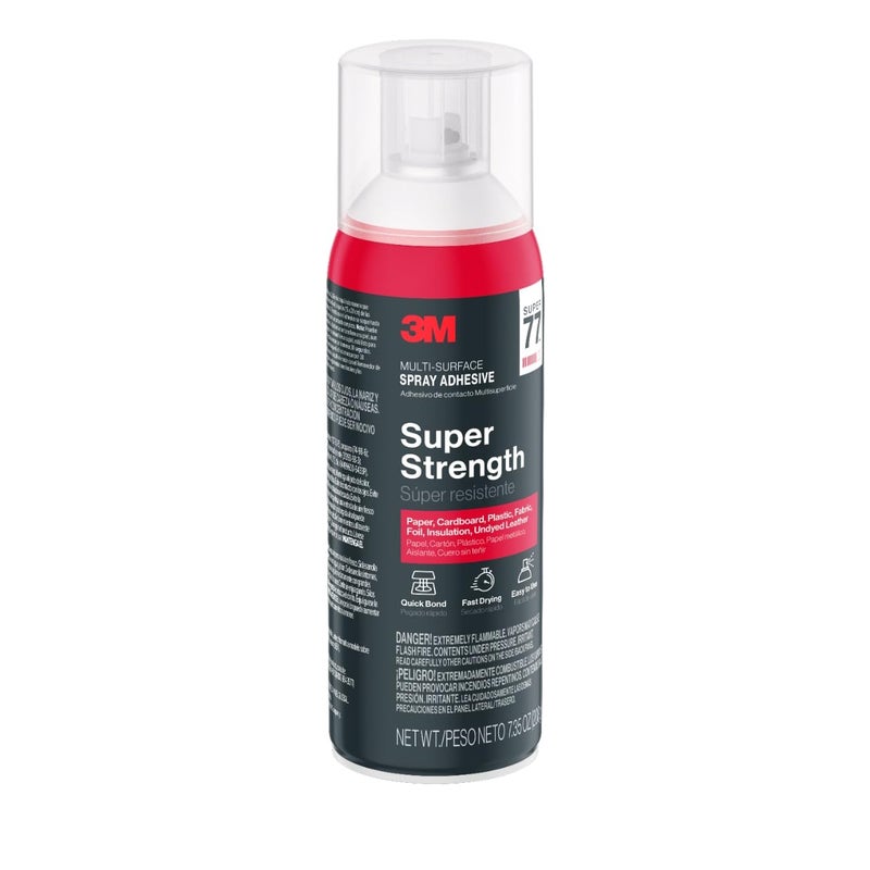 3M Super 77 Multipurpose Spray Adhesive, 7.35 oz Cans, Pack of 12 â€“ Bulk High-Strength Spray Glue for Foam, Fabric, Plastic, Paper, Cardboard, Metal & More - Image 4